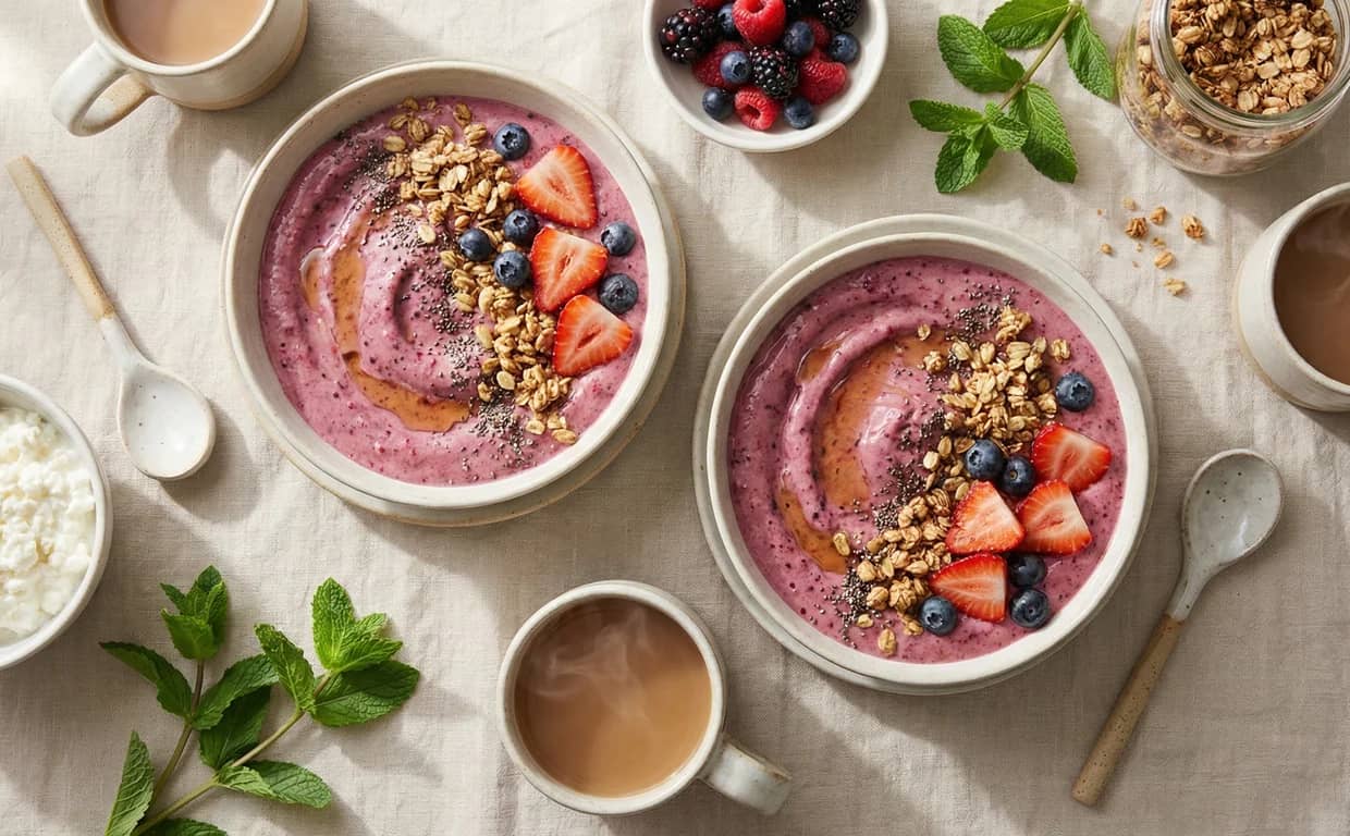 Berry Cottage Cheese Protein Smoothie Bowls