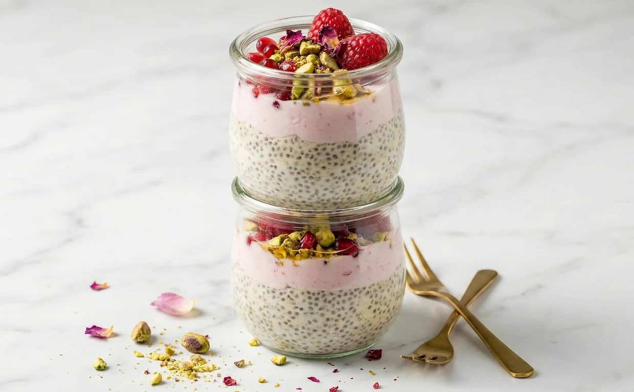 Pistachio Rose Overnight Chia Parfaits
