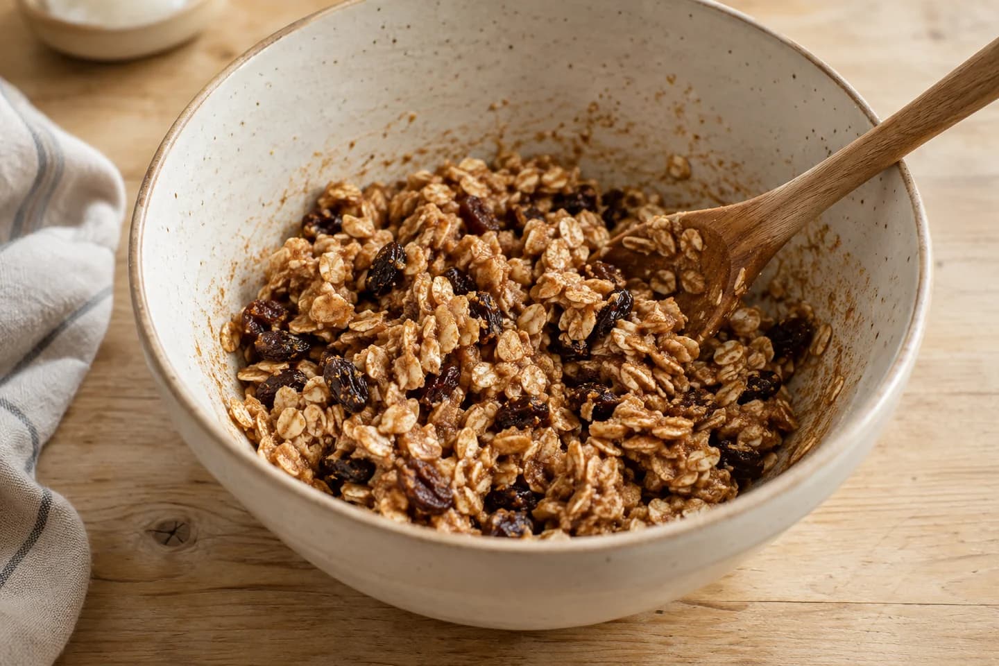 Cinnamon Baked Apples: Mix oats, raisins, syrup, coconut oil and cinnamon