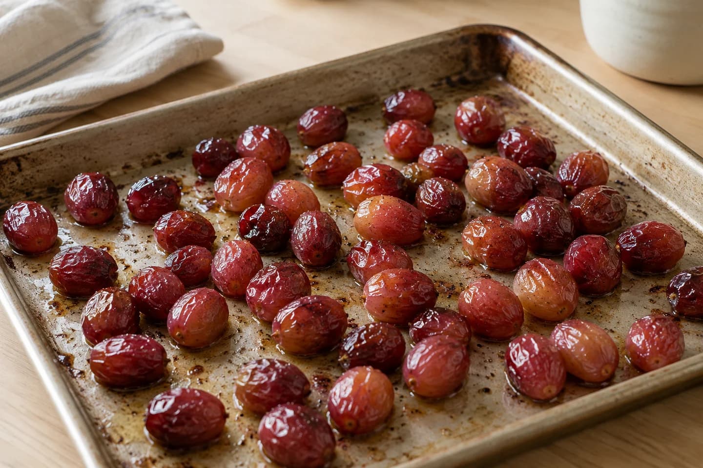Cranberry-Balsamic Halloumi Skewers: Roast the grapes until blistered and juicy, about 10 minutes