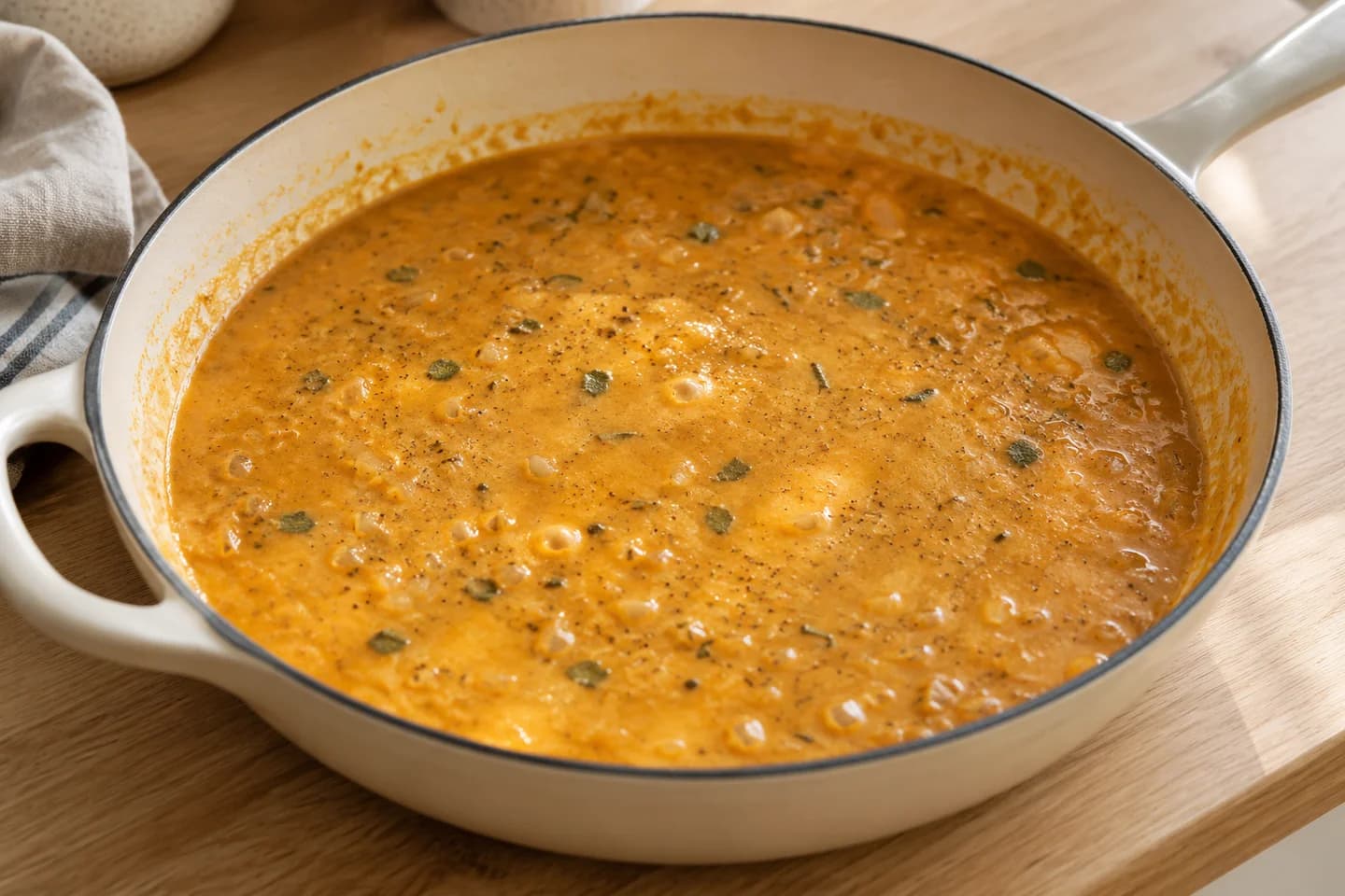 Creamy Pumpkin Gnocchi Bake: Stir in the garlic and sage for 30 seconds