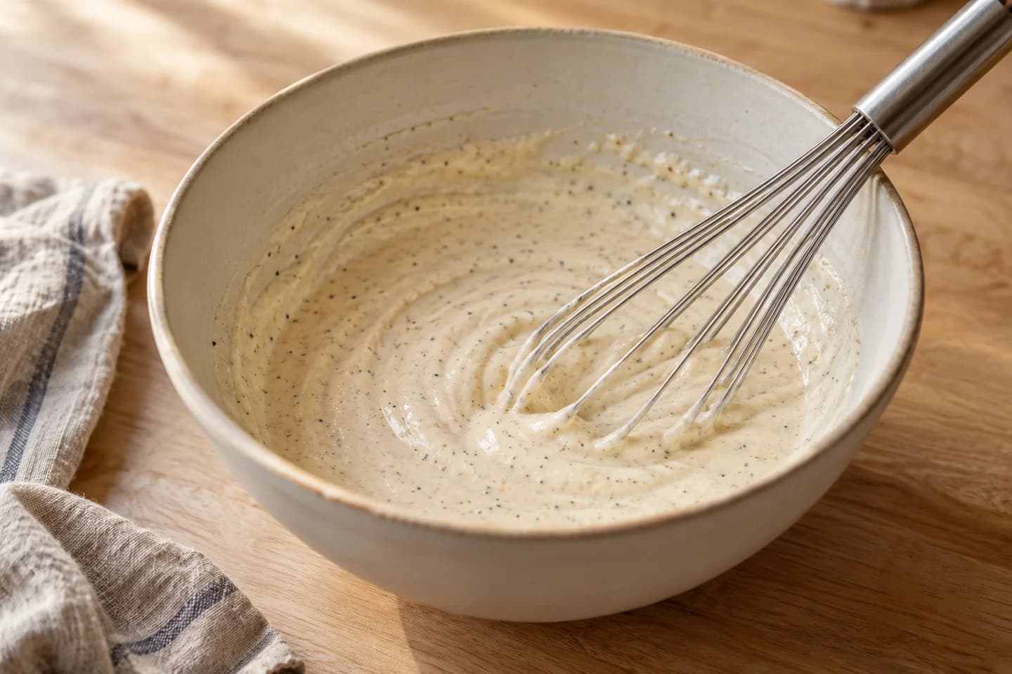Crispy Kale Caesar Salad: Whisk yogurt, lemon juice, mustard, Worcestershire, garlic, water, remaining salt, pepper, and 1 tablespoon olive oil until smooth