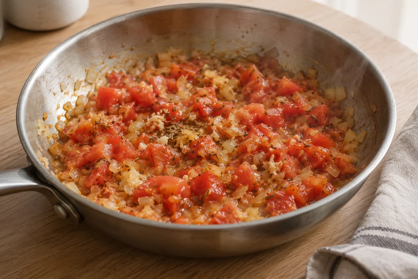 Red Lentil Dal with Cumin: Add garlic and ginger for 1 minute, followed by tomatoes for 5 minutes until softened