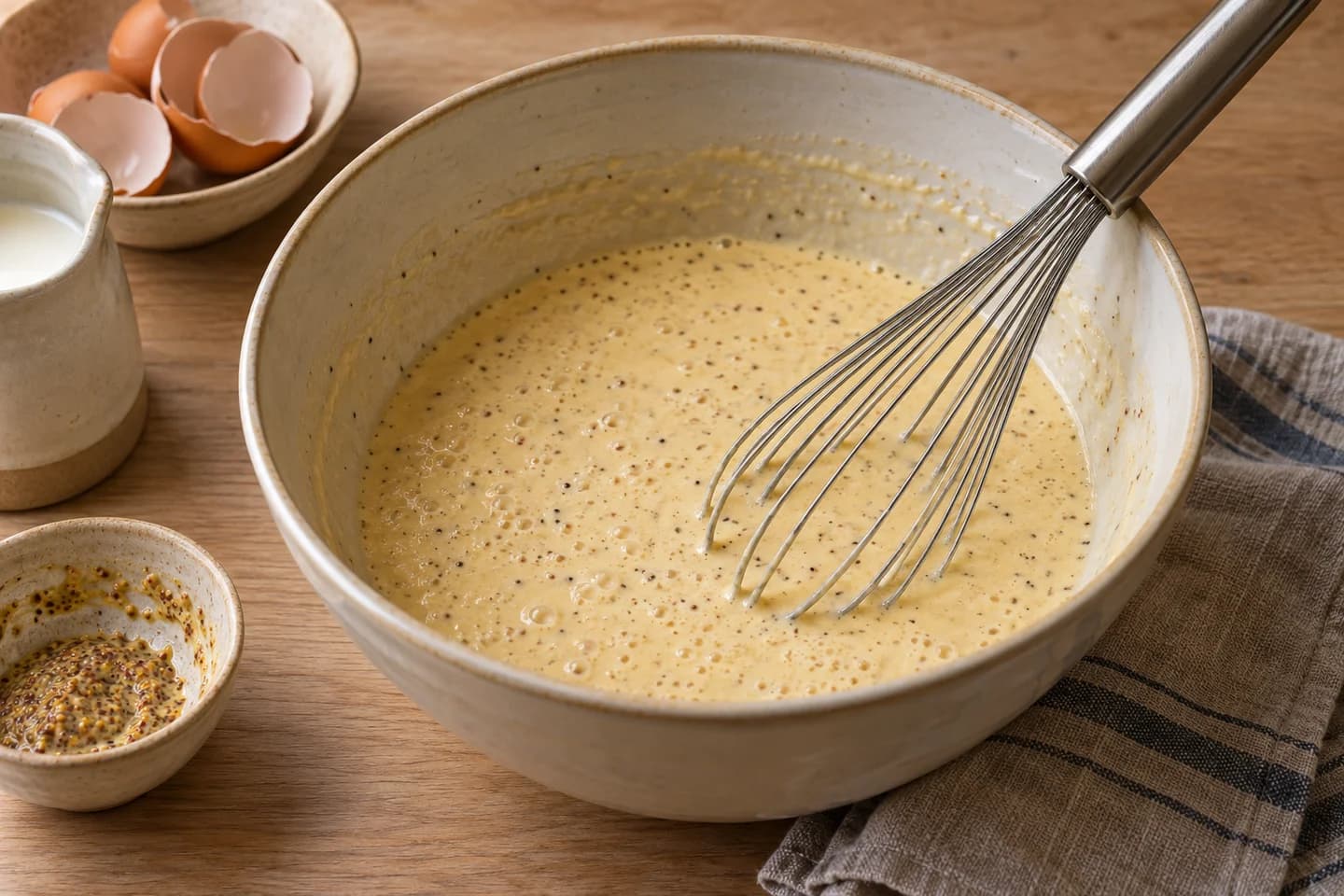 Root Vegetable Toad-in-the-Hole with Onion Ale Gravy: Whisk the flour, 1/2 teaspoon salt, and pepper