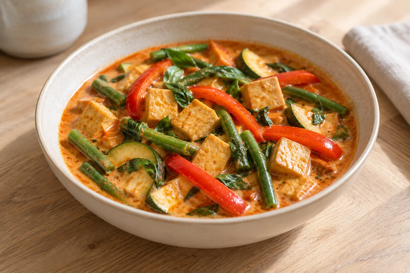 Tofu Vegetable Red Curry, ready to serve