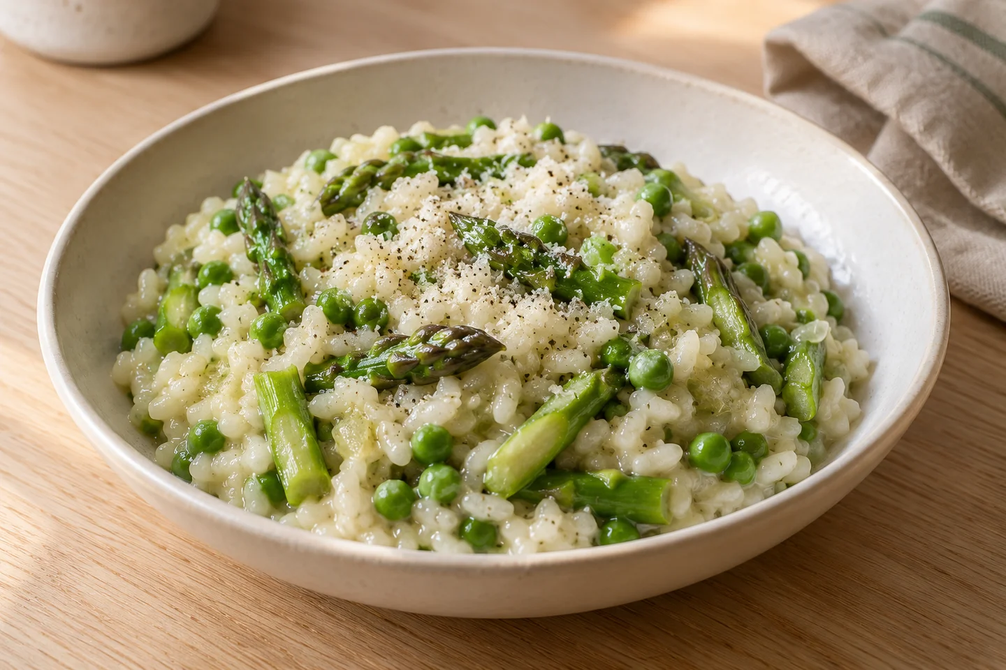 Asparagus Pea Risotto, ready to serve
