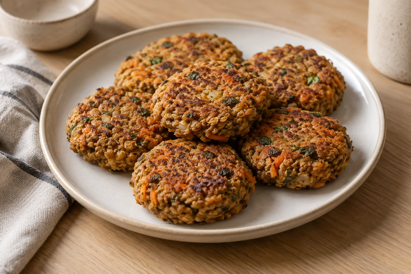Baked Carrot Lentil Patties, ready to serve
