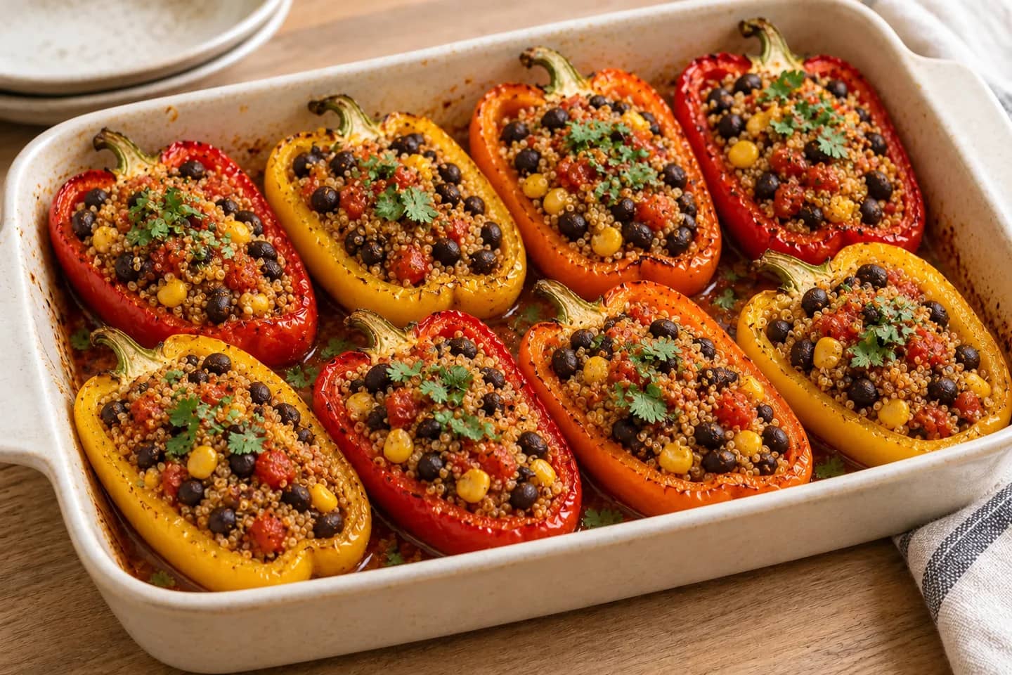 Black Bean Quinoa Stuffed Peppers