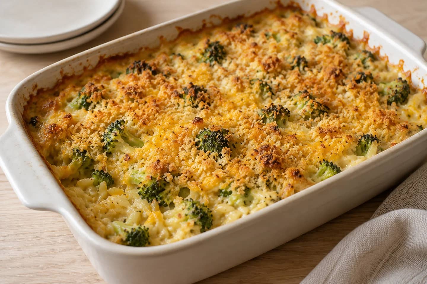 Broccoli Cheddar Orzo Casserole