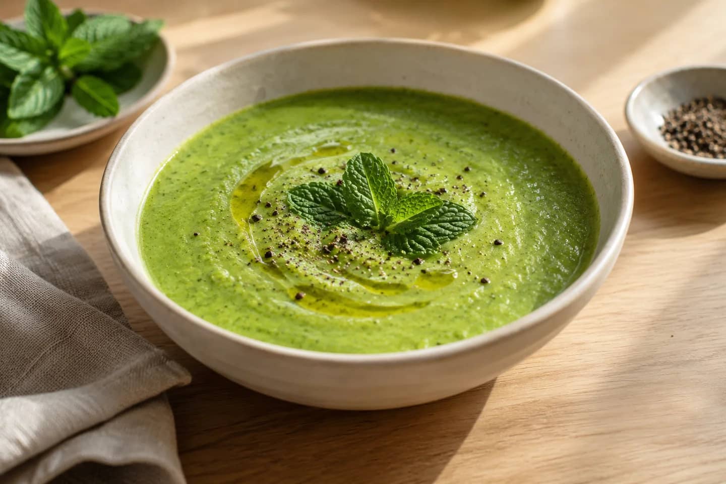Broccoli Pea Mint Soup