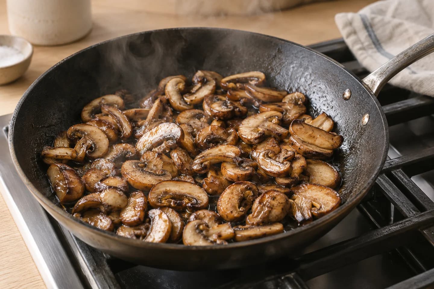 Bulgogi-Style Mushroom Lettuce Cups: Heat the neutral oil in a skillet over medium-high heat