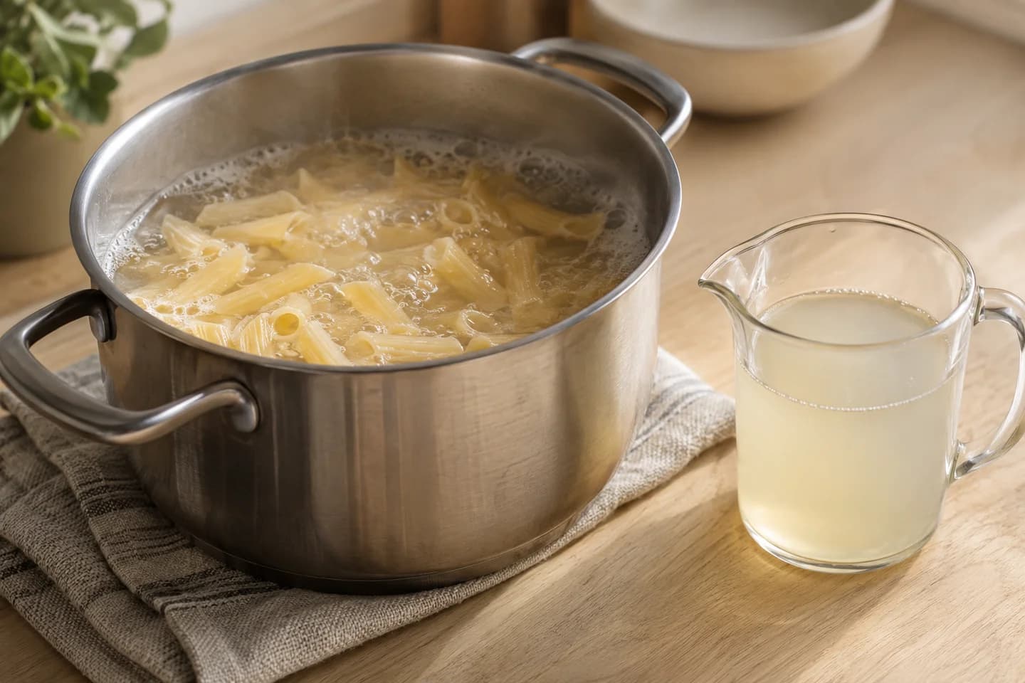 Butternut Sage Pasta: Cook pasta according to the packet, reserving 200 ml cooking water