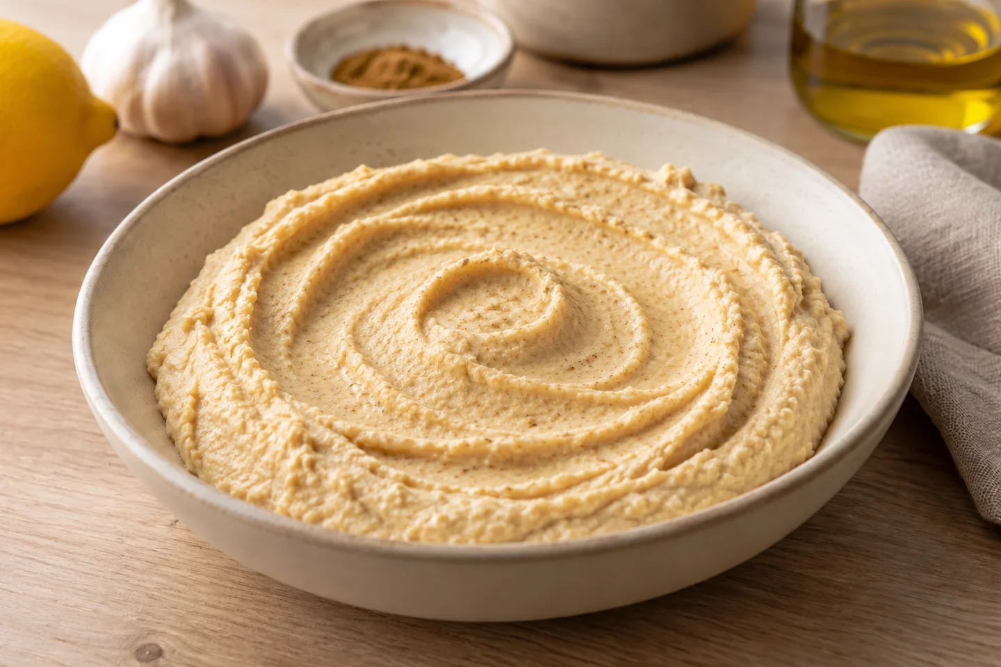 Classic Lemon Tahini Hummus, ready to serve