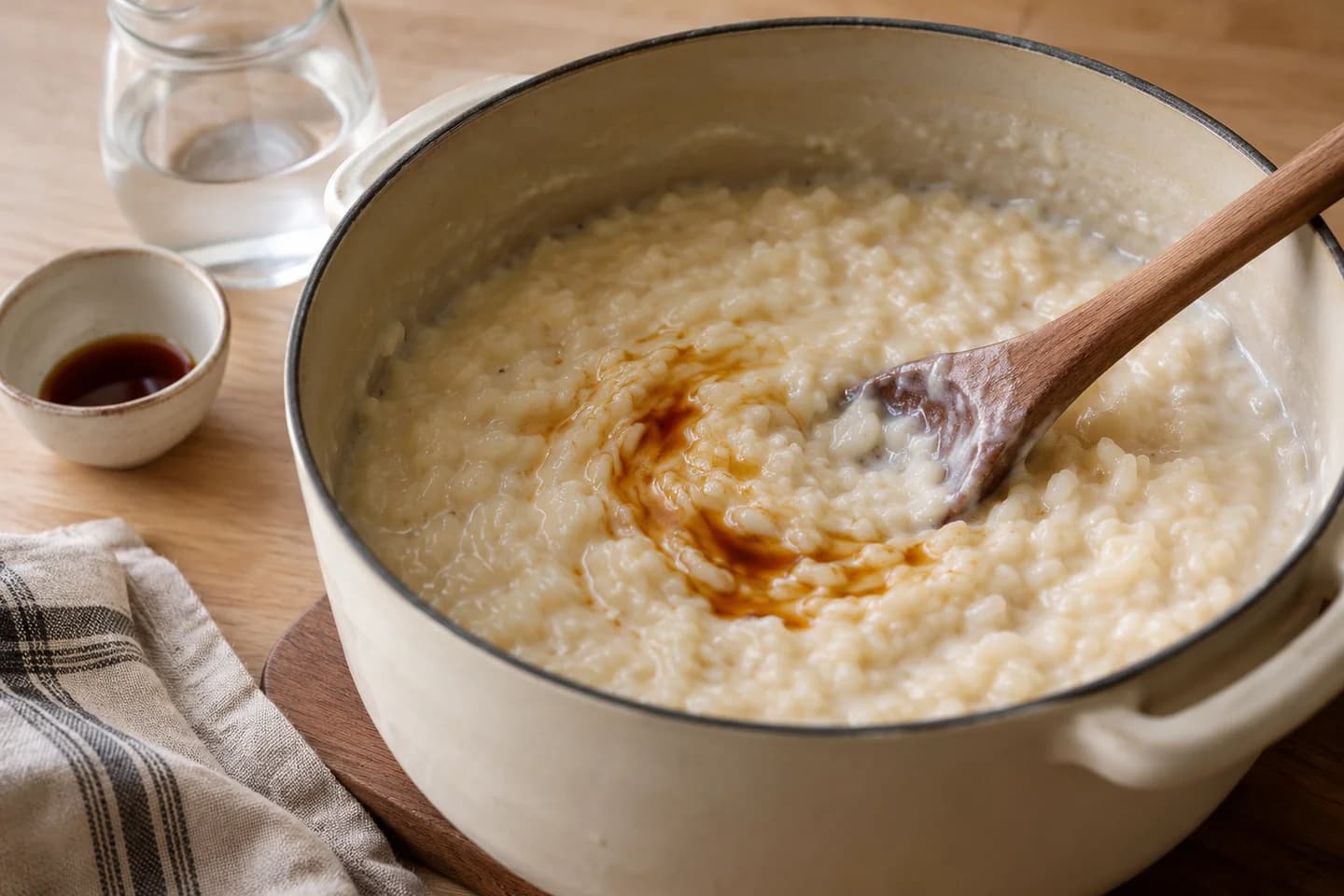 Coconut Mango Rice Pudding: Stir in vanilla and add a little water if the pudding is too thick