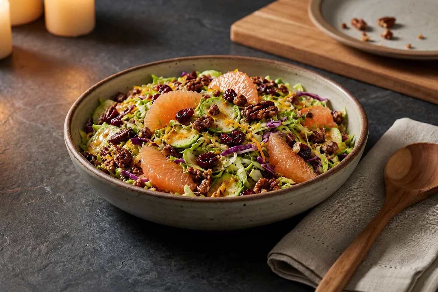 Cranberry Citrus Brussels Slaw