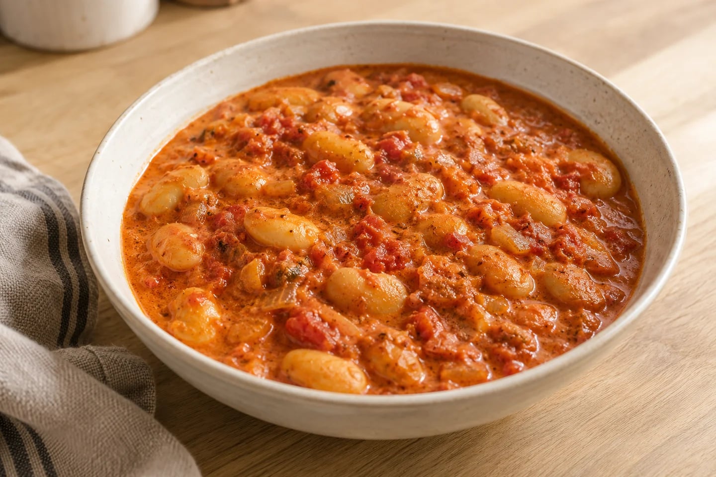 Creamy Butter Bean Masala, ready to serve