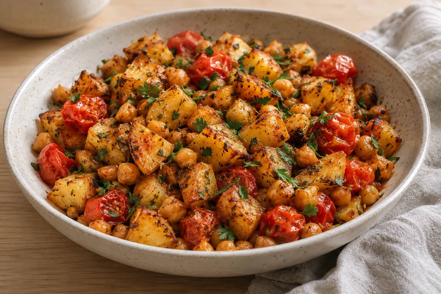 Crispy Chickpea Potato Traybake