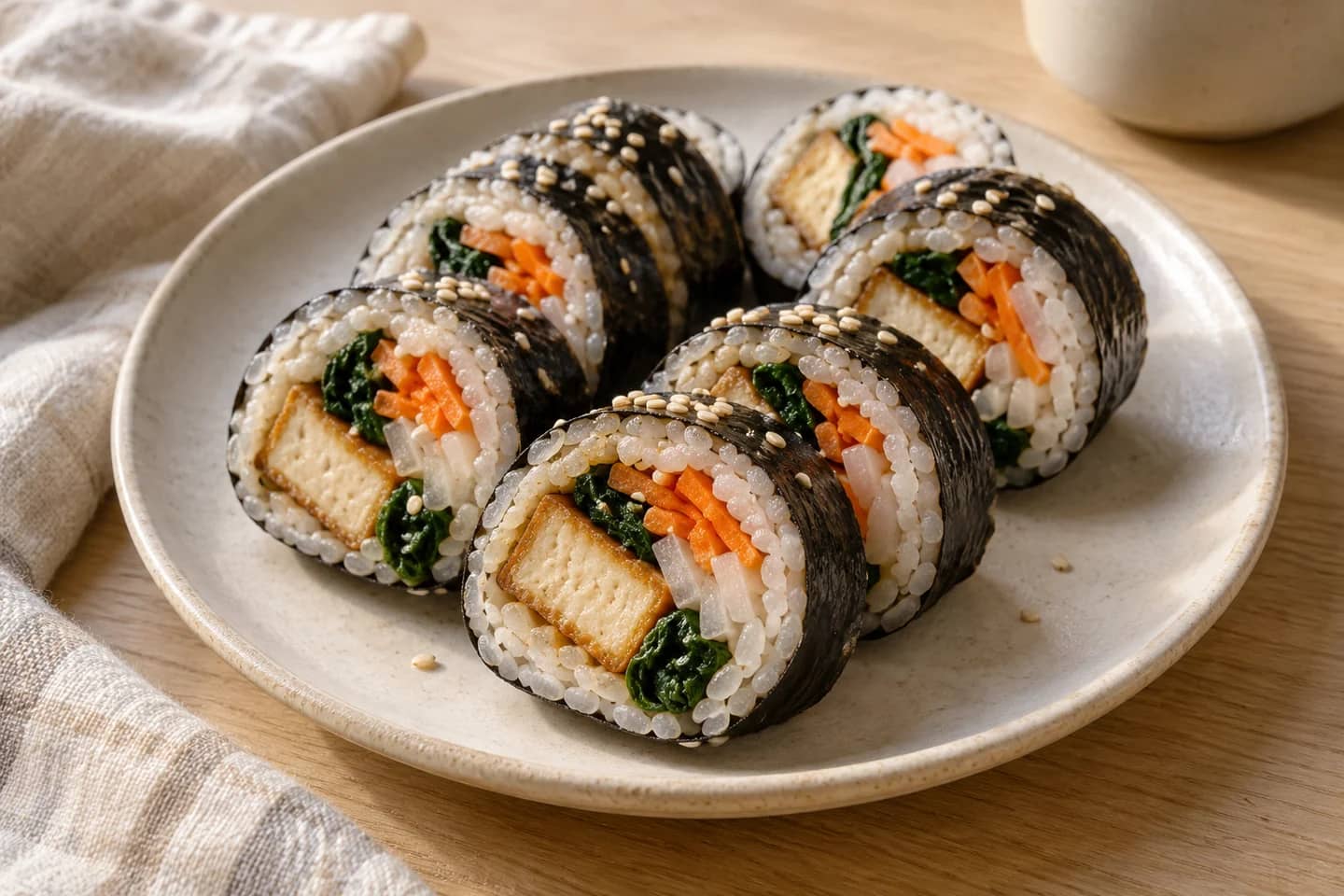 Crispy Tofu Kimbap with Quick-Pickled Veg