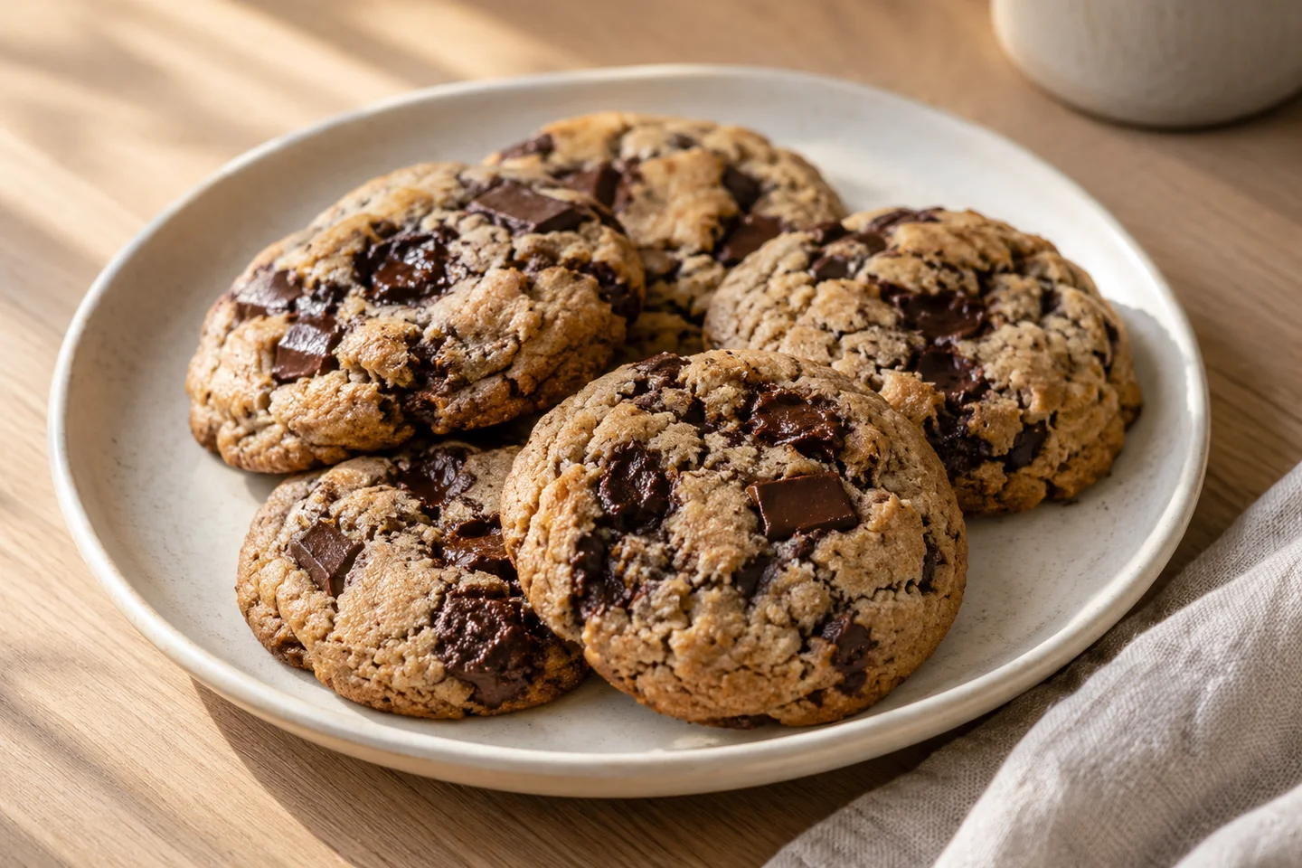 Dark Chocolate Tahini Cookies, ready to serve