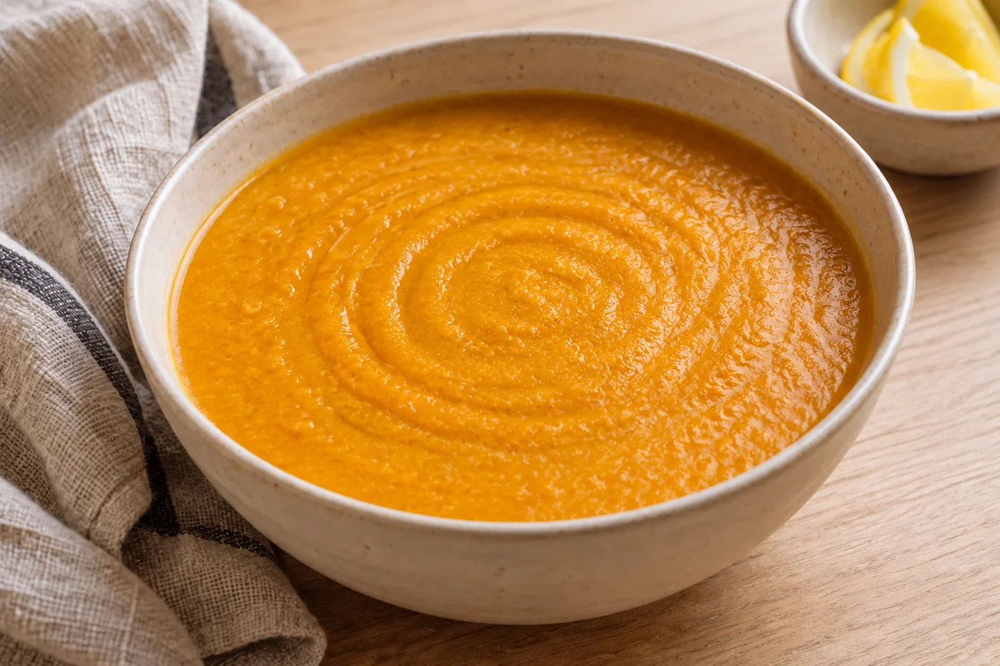 Ginger Carrot Lentil Soup, ready to serve