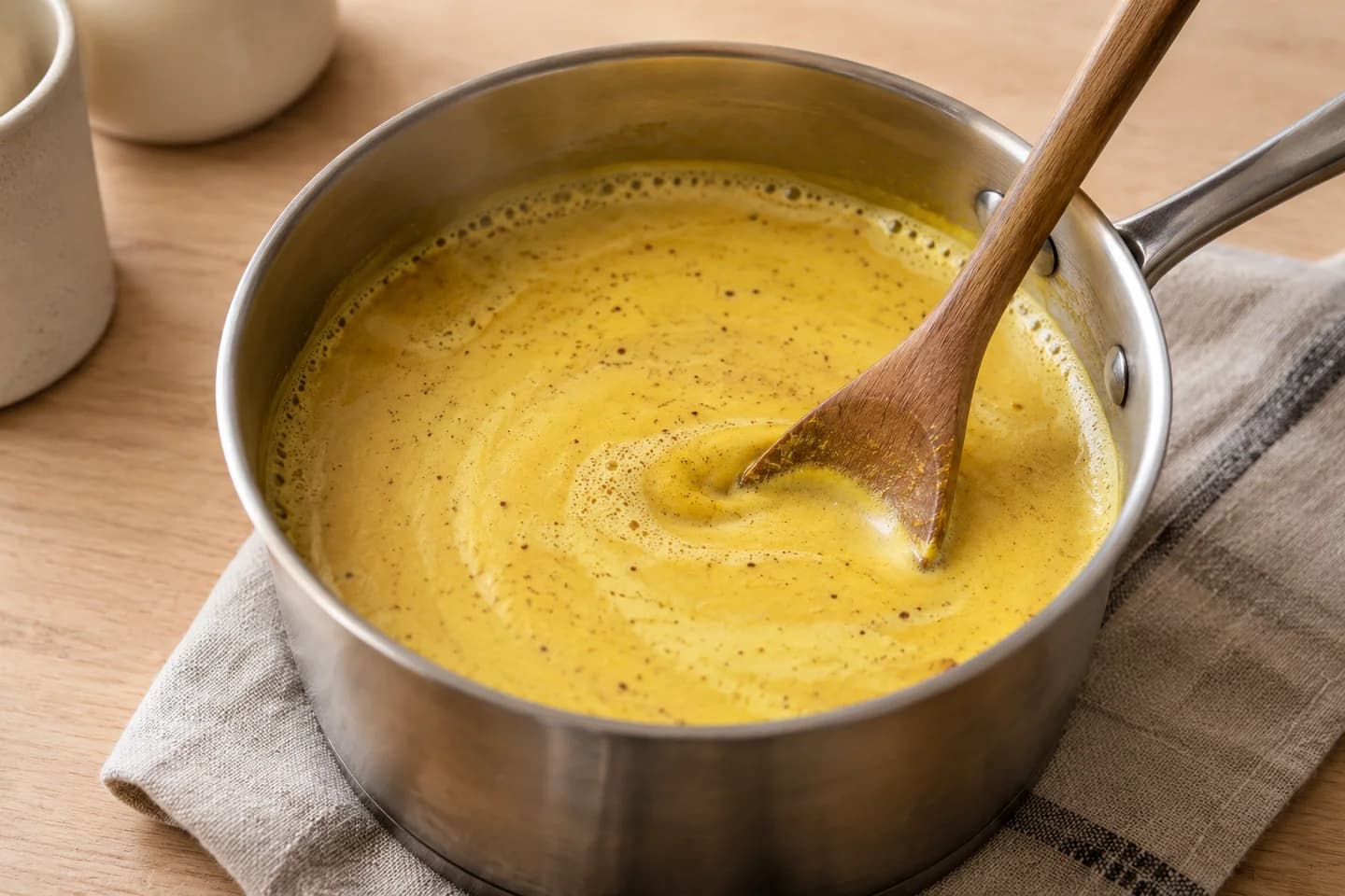 Ginger Turmeric Golden Milk: Stir in maple syrup and vanilla