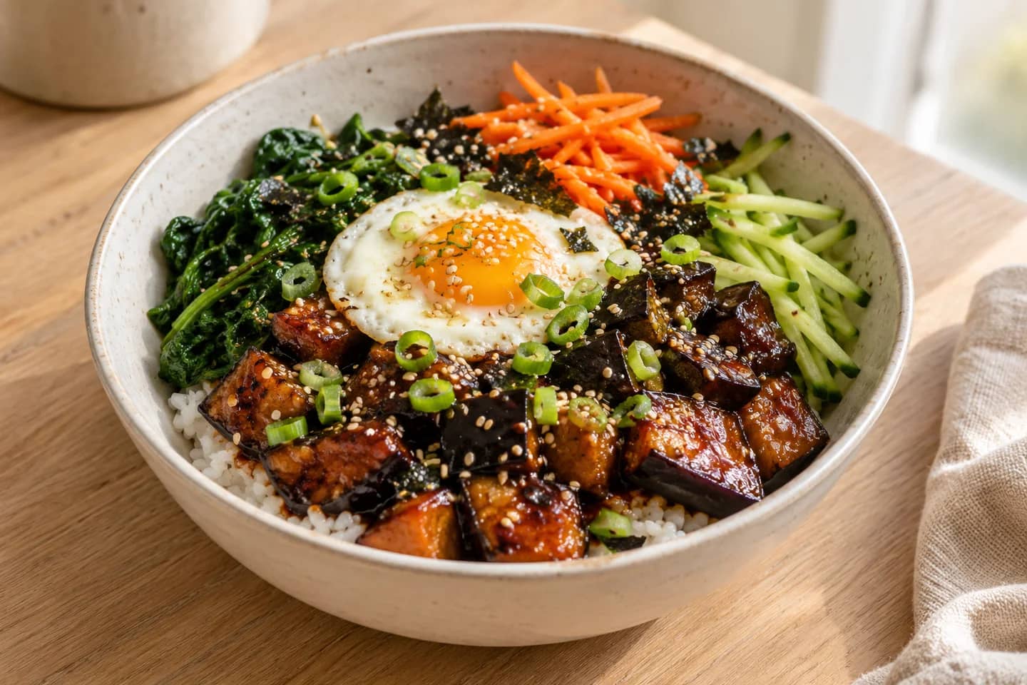Gochujang-Glazed Eggplant Bibimbap Bowls