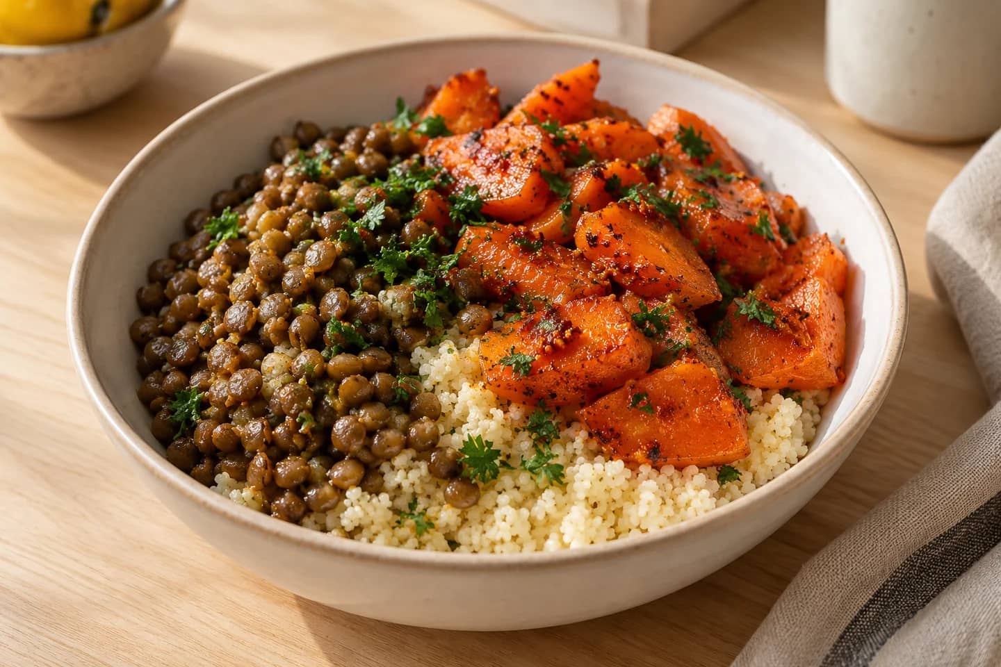 Harissa Carrot Lentil Bowls