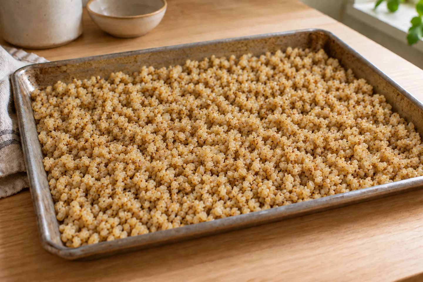 Lemon Herb Bulgur Salad: Spread on a tray and let cool for 10 minutes