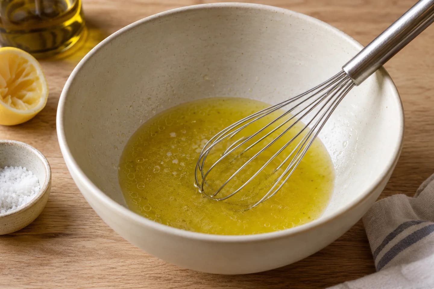 Lemon Herb Bulgur Salad: Whisk lemon juice, oil and salt in a large bowl