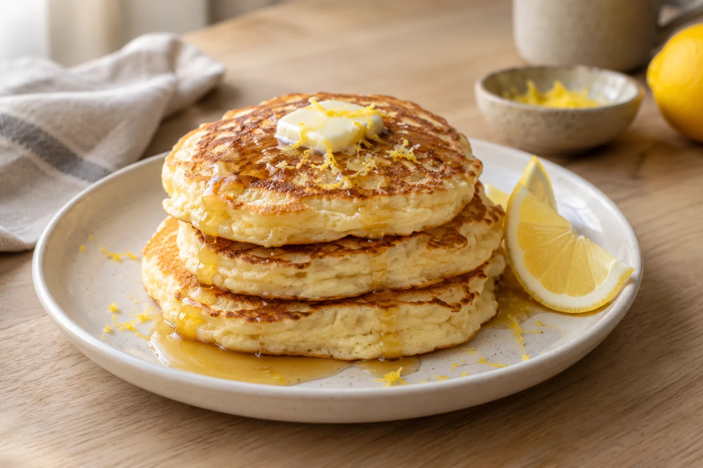 Lemon Ricotta Pancakes, ready to serve