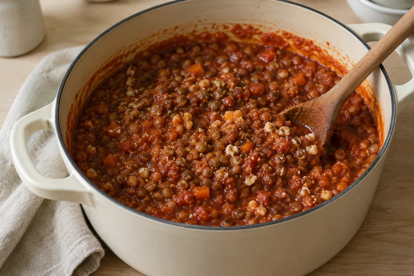 Lentil Walnut Bolognese: Add garlic and oregano for 1 minute