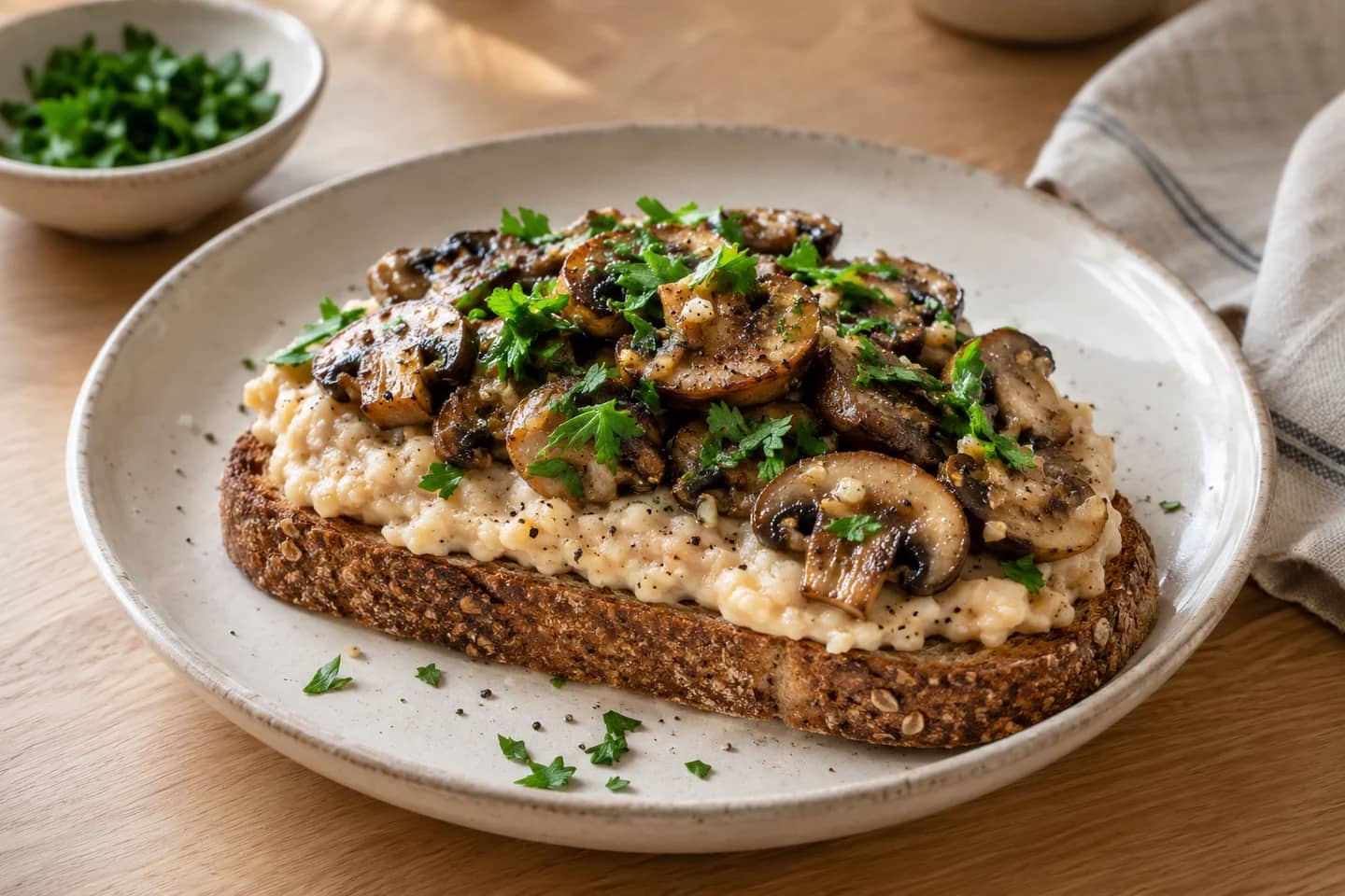 Mushroom White Bean Breakfast Toast