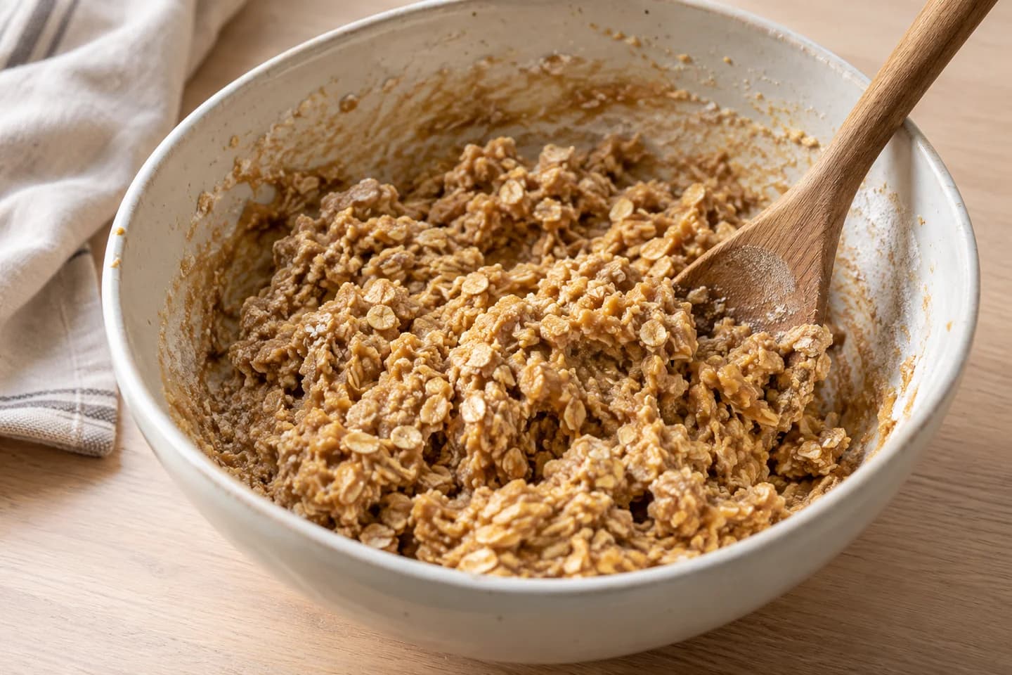 Peanut Butter Oat Cookies: Mix peanut butter, syrup, milk and vanilla