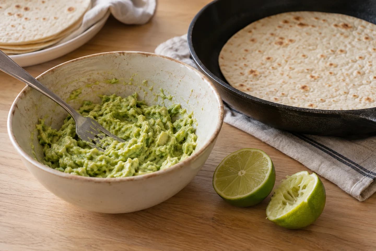 Pinto Bean Rice Burritos: Mash avocado with lime juice