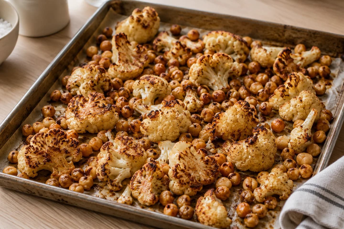 Roasted Cauliflower Tahini Bowls: Roast for 25–30 minutes, turning halfway, until cauliflower is browned and tender