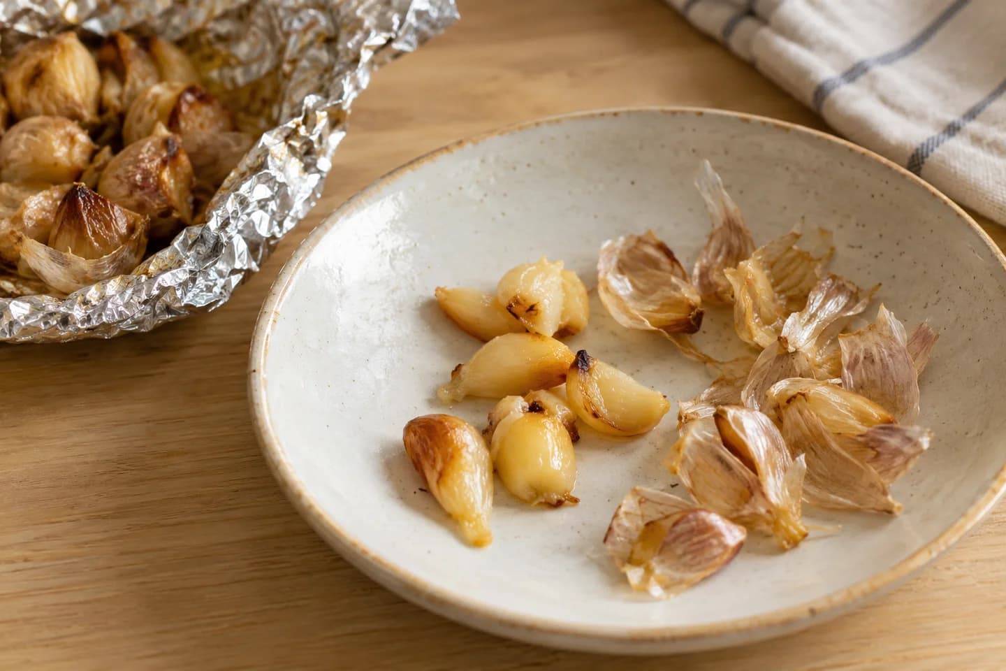 Roasted Garlic White Bean Dip: Cool enough to handle and squeeze the garlic from its skins
