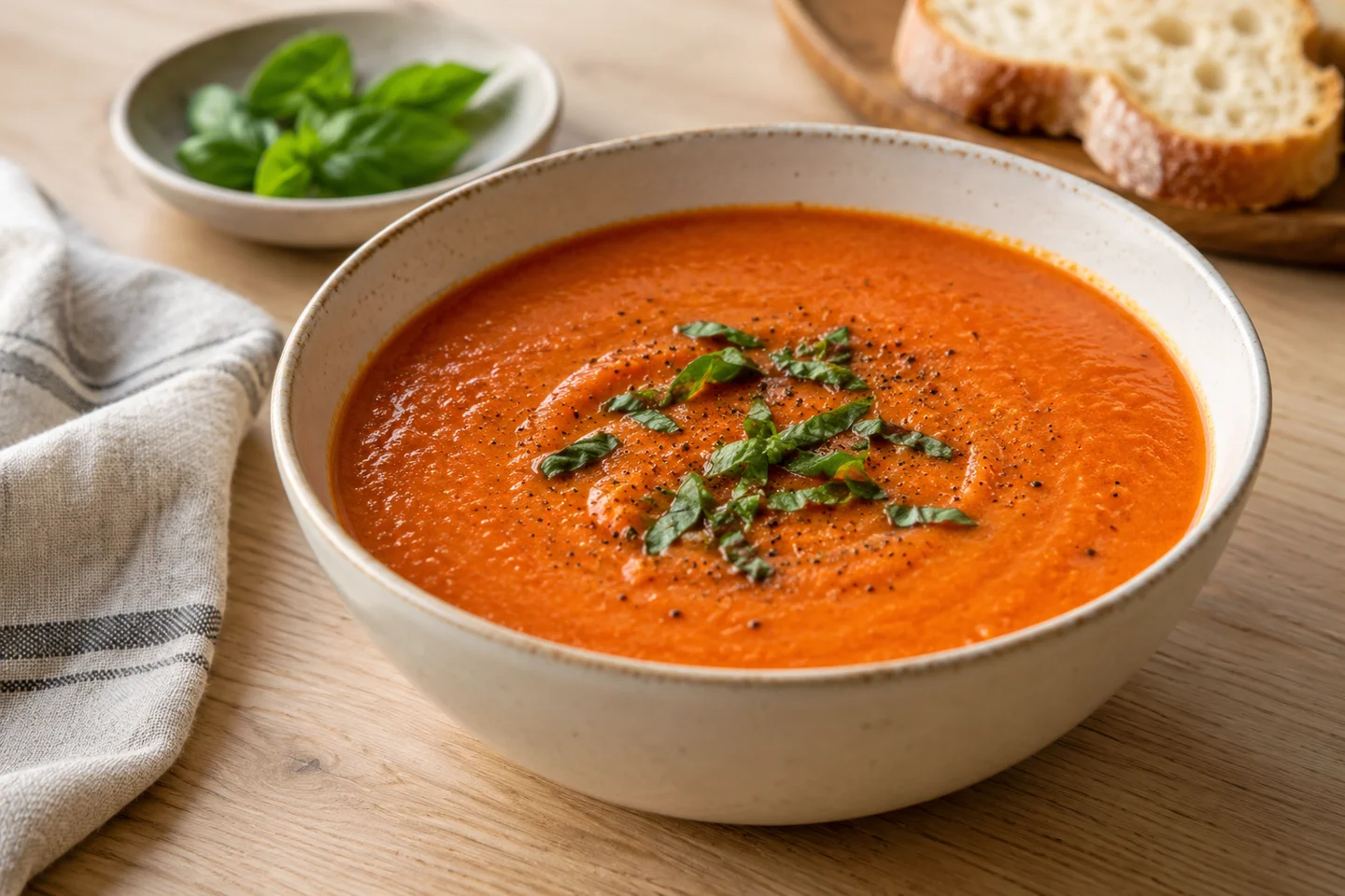 Roasted Tomato Red Pepper Soup, ready to serve