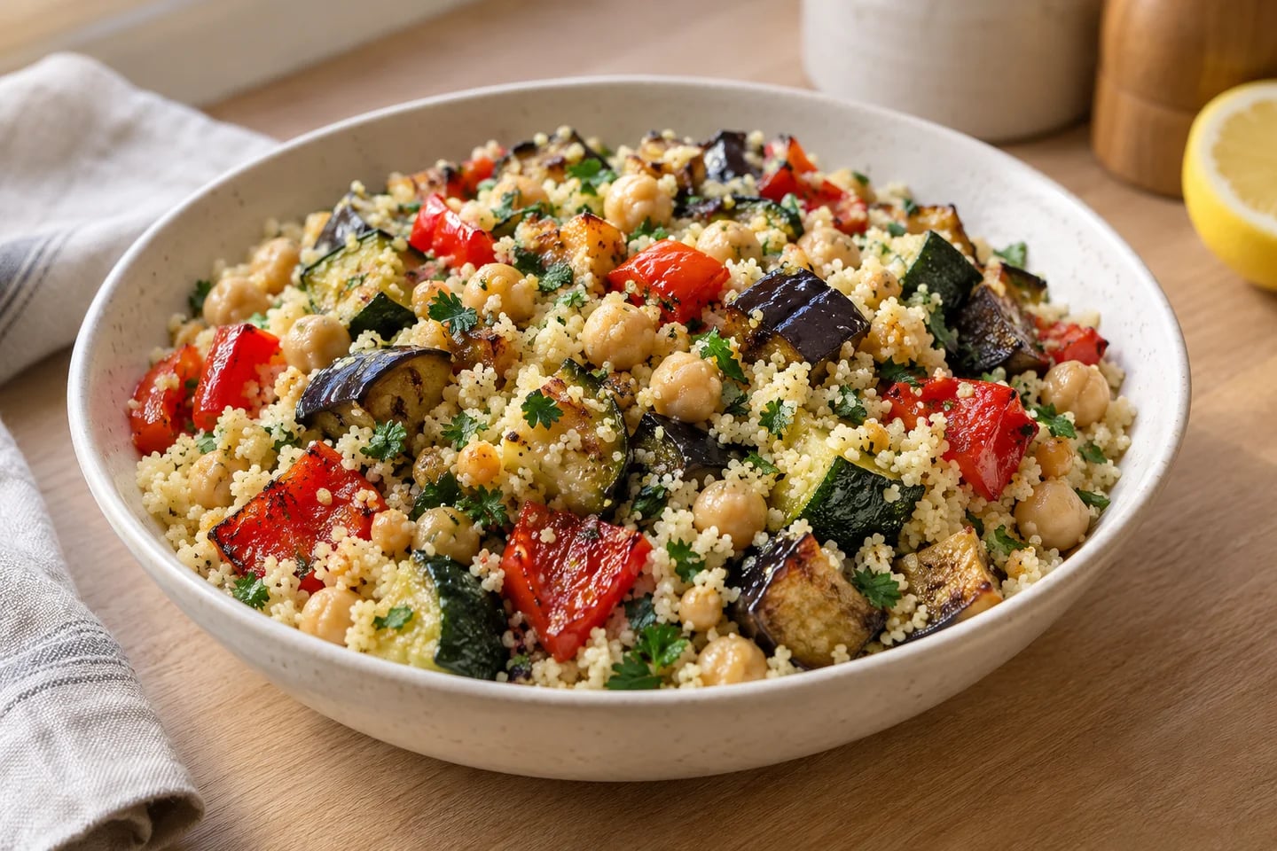 Roasted Vegetable Couscous, ready to serve