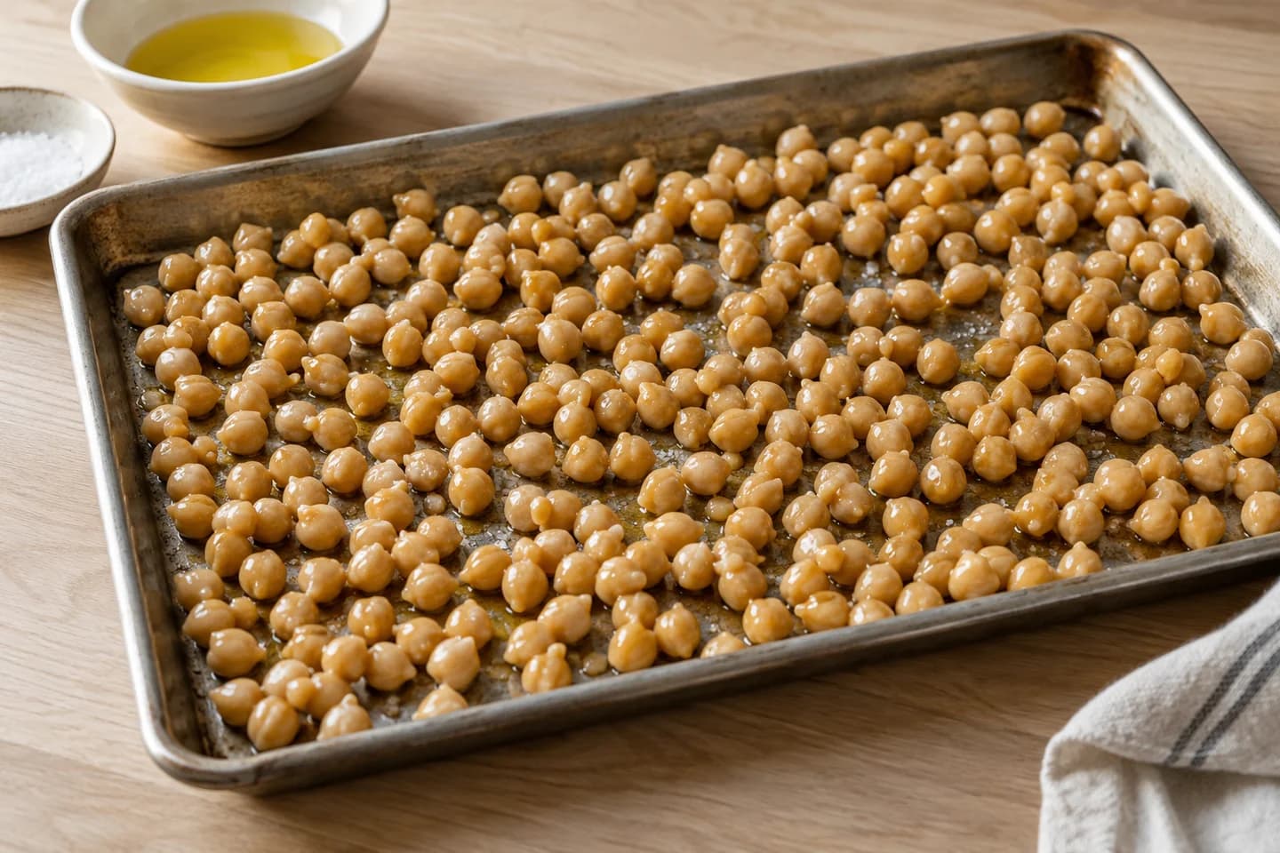 Rosemary Roasted Chickpeas: Toss with oil and salt and spread in one layer on a baking tray