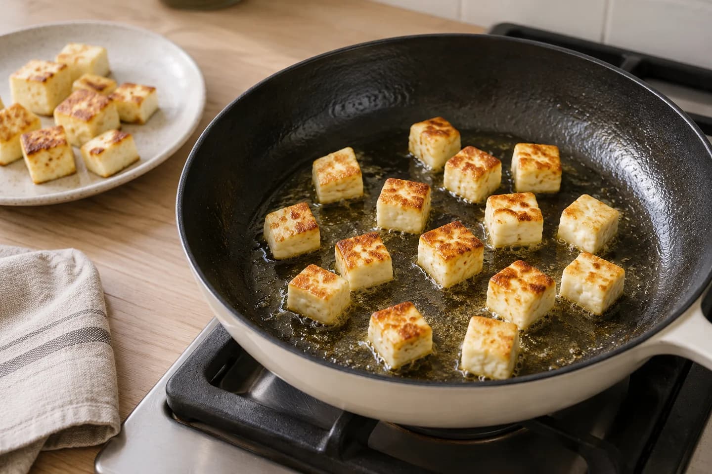 Saag Paneer Stuffed Sweet Potatoes: Meanwhile, warm the remaining ghee in a skillet over medium heat