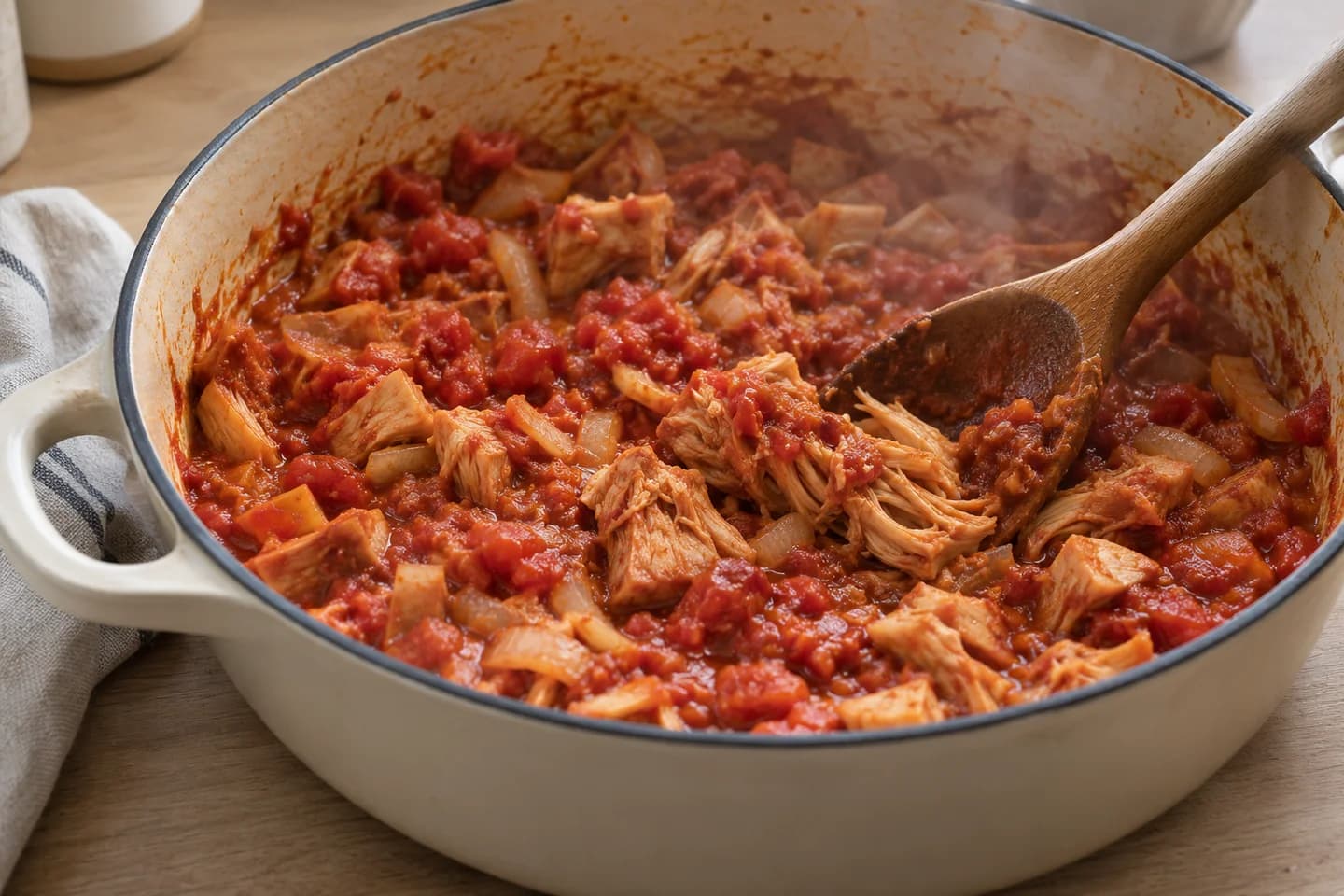 Smoky Jackfruit Taco Filling: Add jackfruit, tomatoes and salt