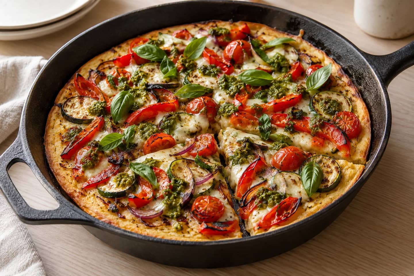 Chickpea Socca Pizza with Charred Veg