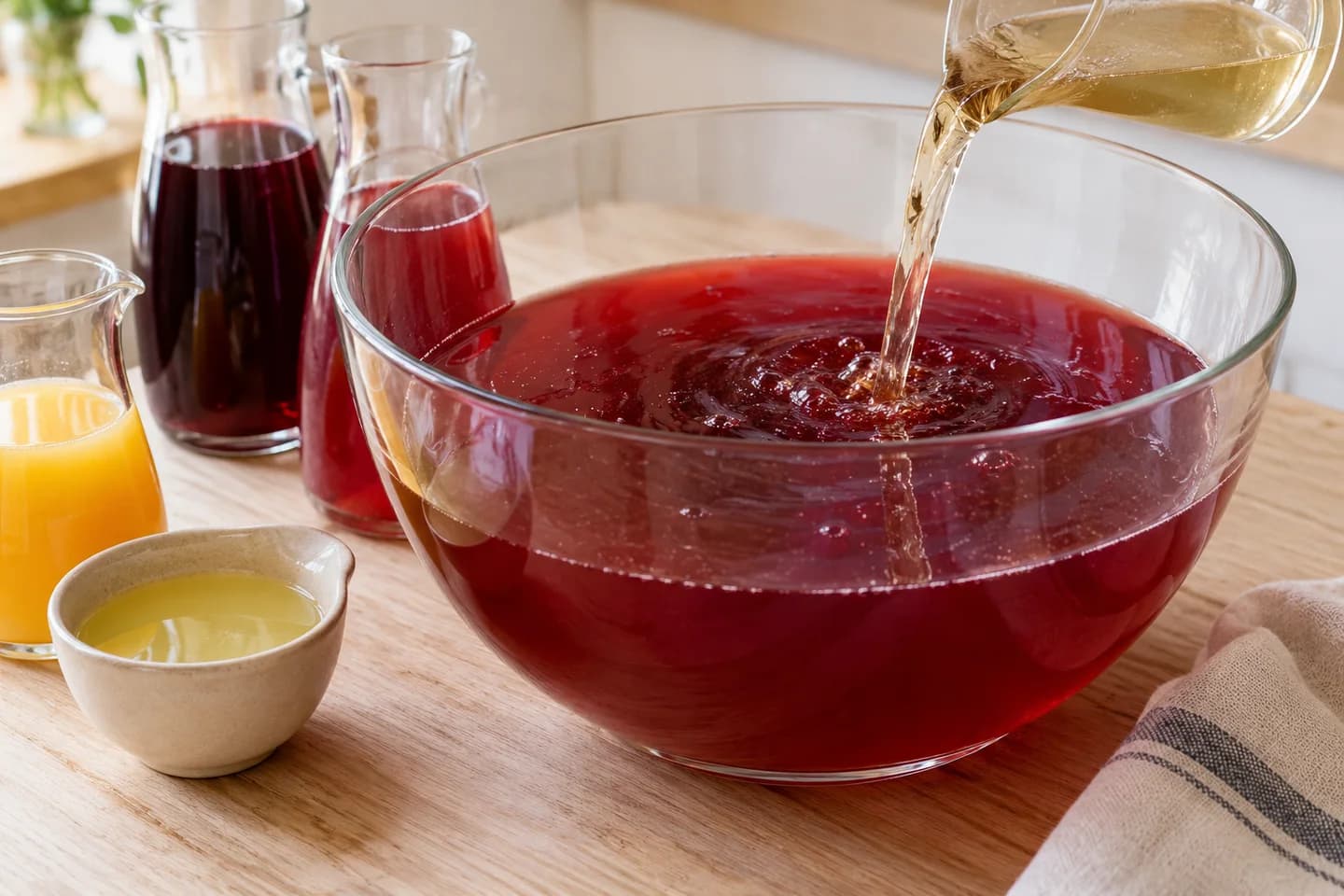 Sparkling Rosemary Pomegranate Punch: In a punch bowl, combine pomegranate, cranberry, orange, and lime juices with 1/2 cup rosemary syrup (adjust to taste)