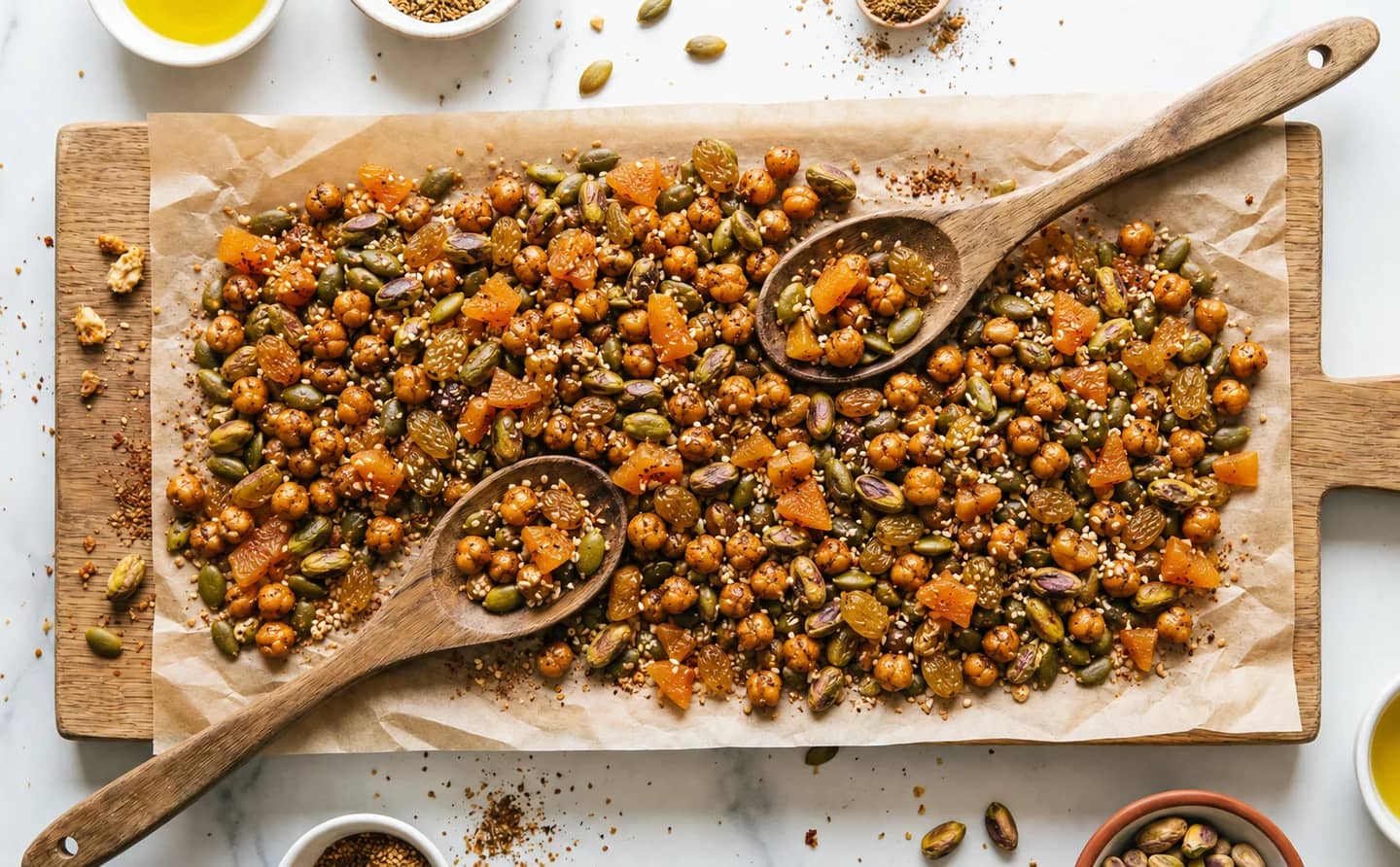 Spicy Za’atar Roasted Chickpea Snack Mix