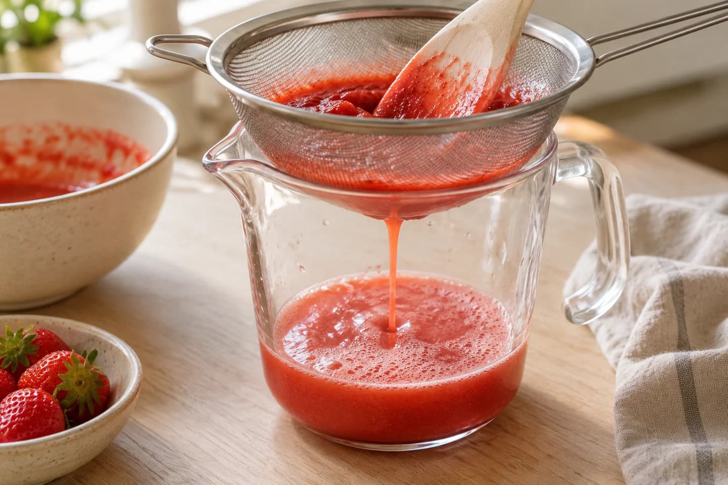 Strawberry Basil Lemonade: Strain if you prefer a seed-free drink, pressing gently through a sieve
