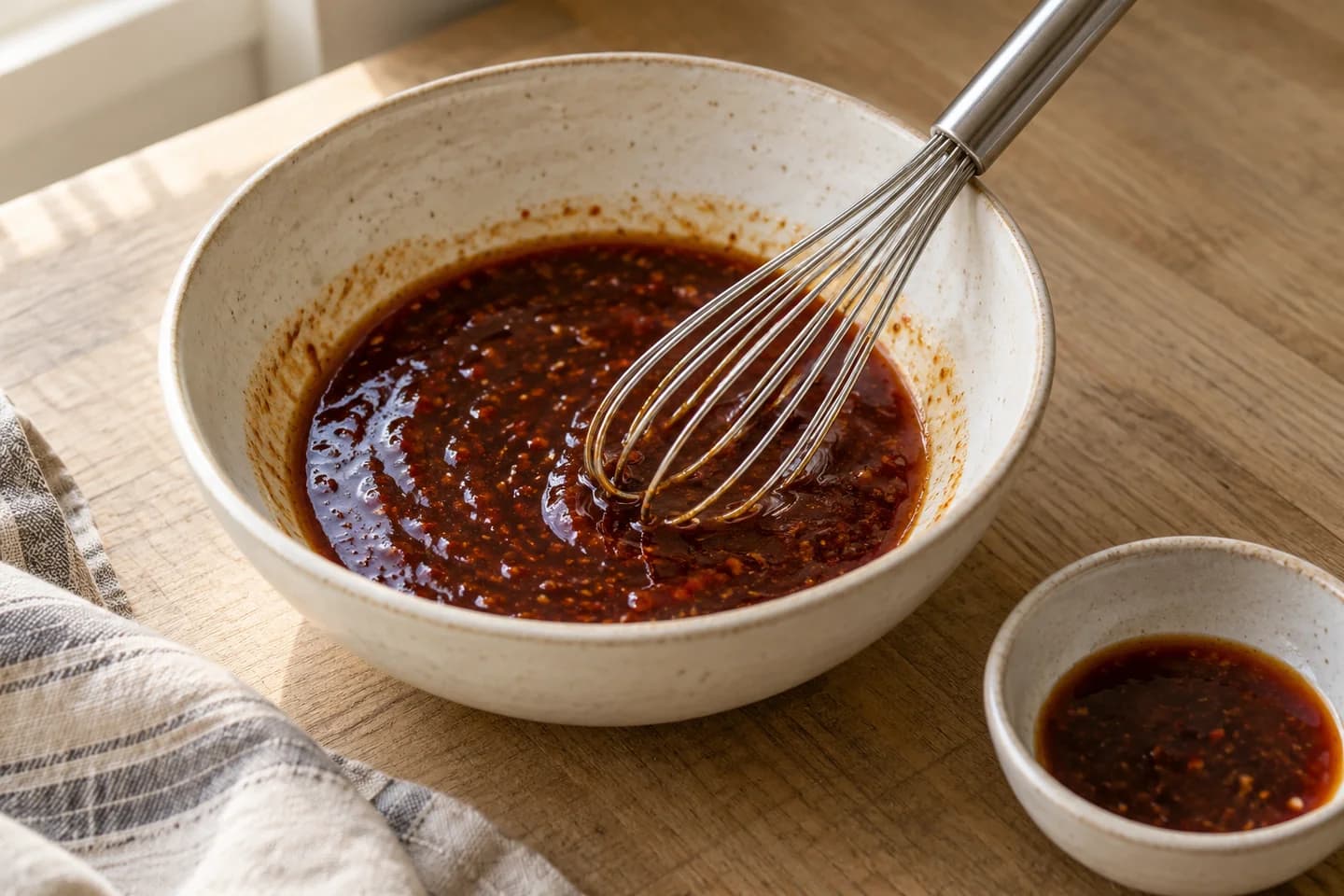 Tamarind Chili Tofu Lettuce Cups: Whisk tamarind concentrate, coconut aminos, 5 teaspoons of the lime juice, maple syrup, chili-garlic sauce, and sesame oil into a smooth glaze; reserve 2 tablespoons for drizzling