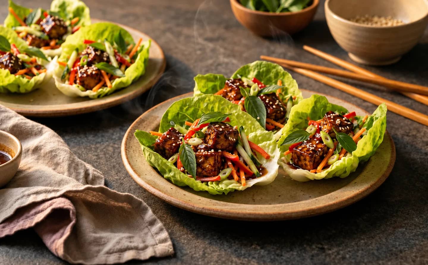 Tamarind Chili Tofu Lettuce Cups