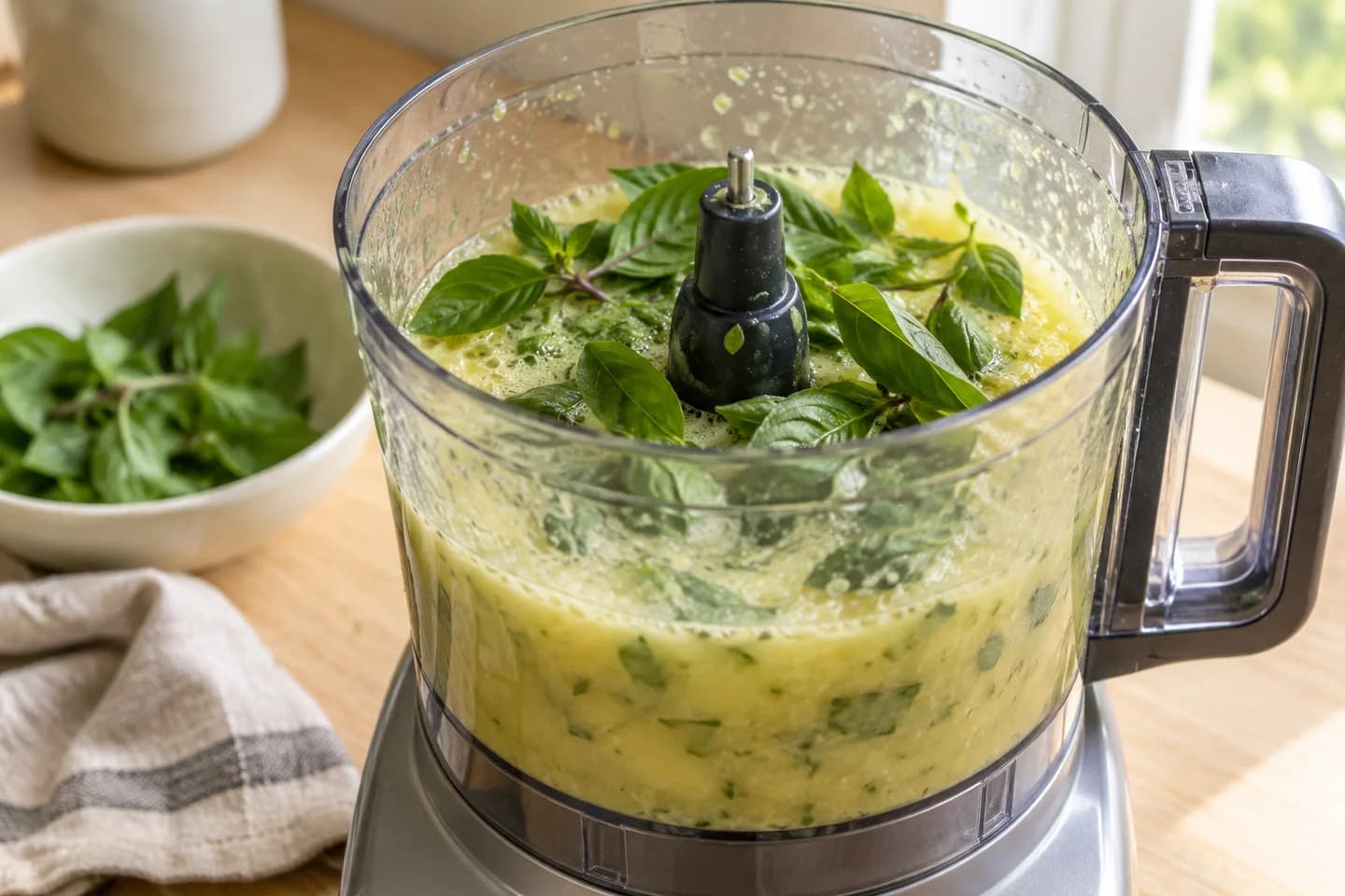 Thai Basil Pineapple Agua Fresca: Add Thai basil leaves and pulse 3 or 4 times to bruise without pureeing them fully
