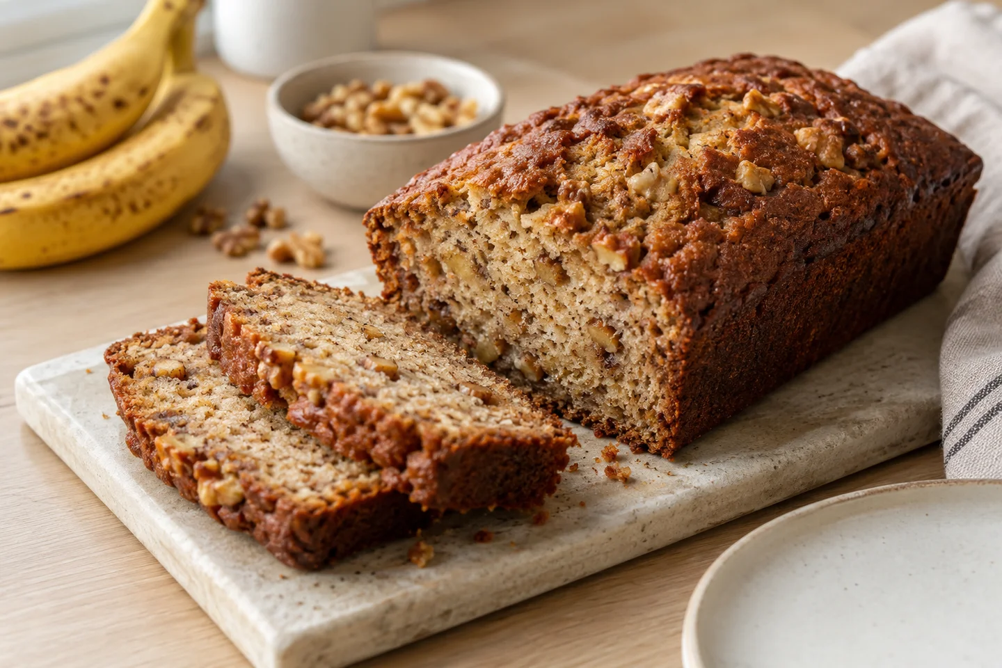 Vegan Banana Bread, ready to serve