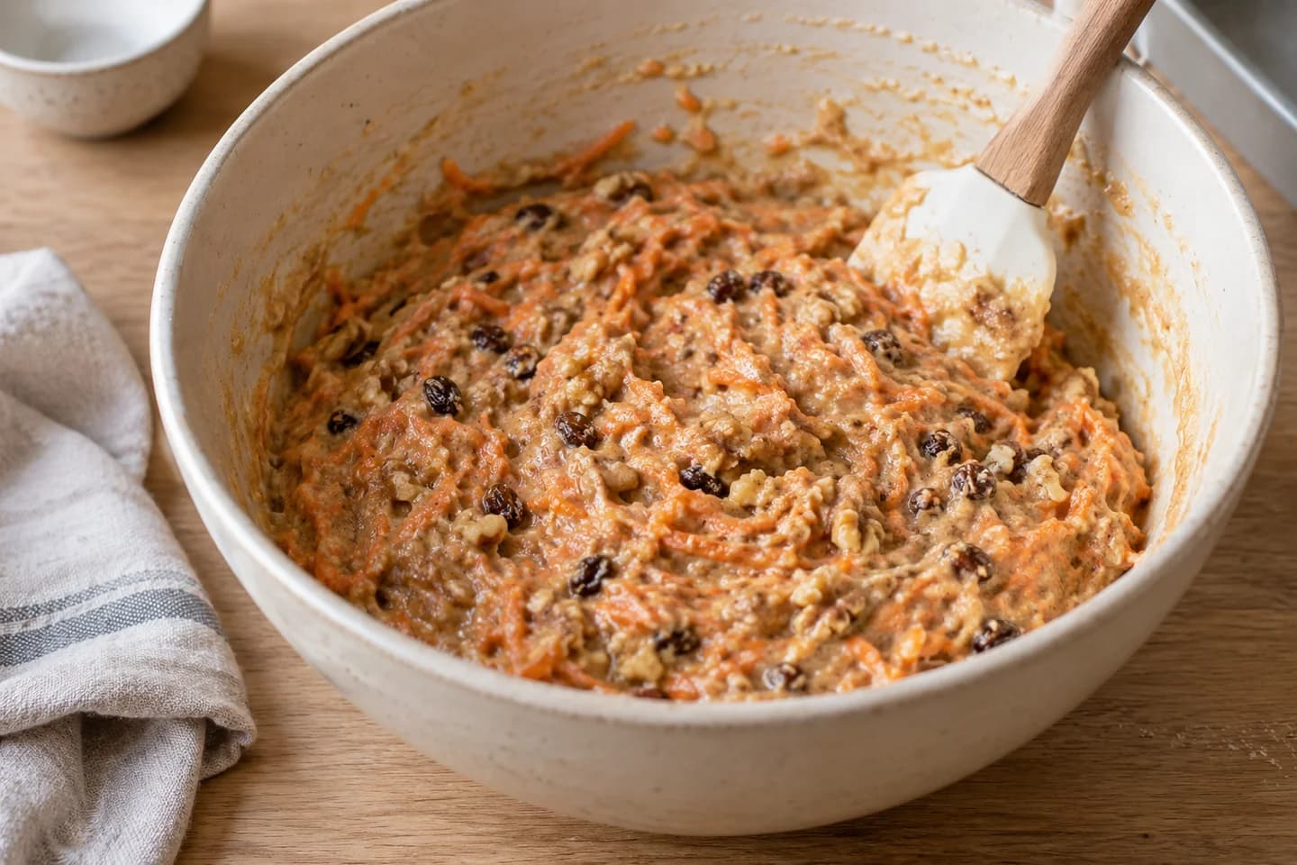 Vegan Carrot Walnut Cake: Whisk flour, sugar, baking powder, spices and salt